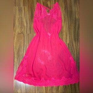 Victoria's Secret Vibrant Pink Lace Chemise